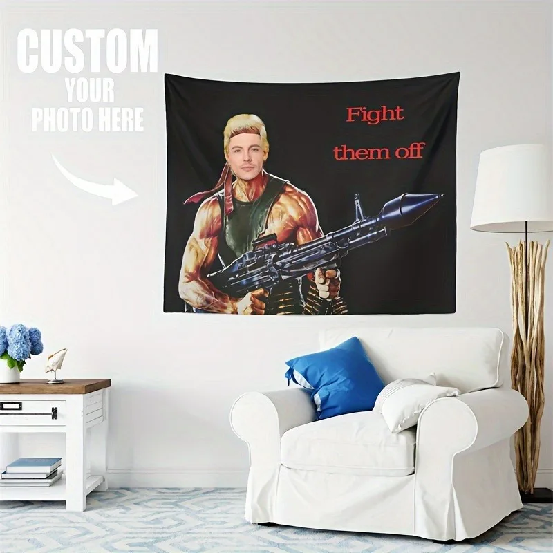 1Pc Custom Photo Tapestry - Personalized Wall Art for Couples Families Wedding Memories Horizontal Layout Ideal for Bedroom