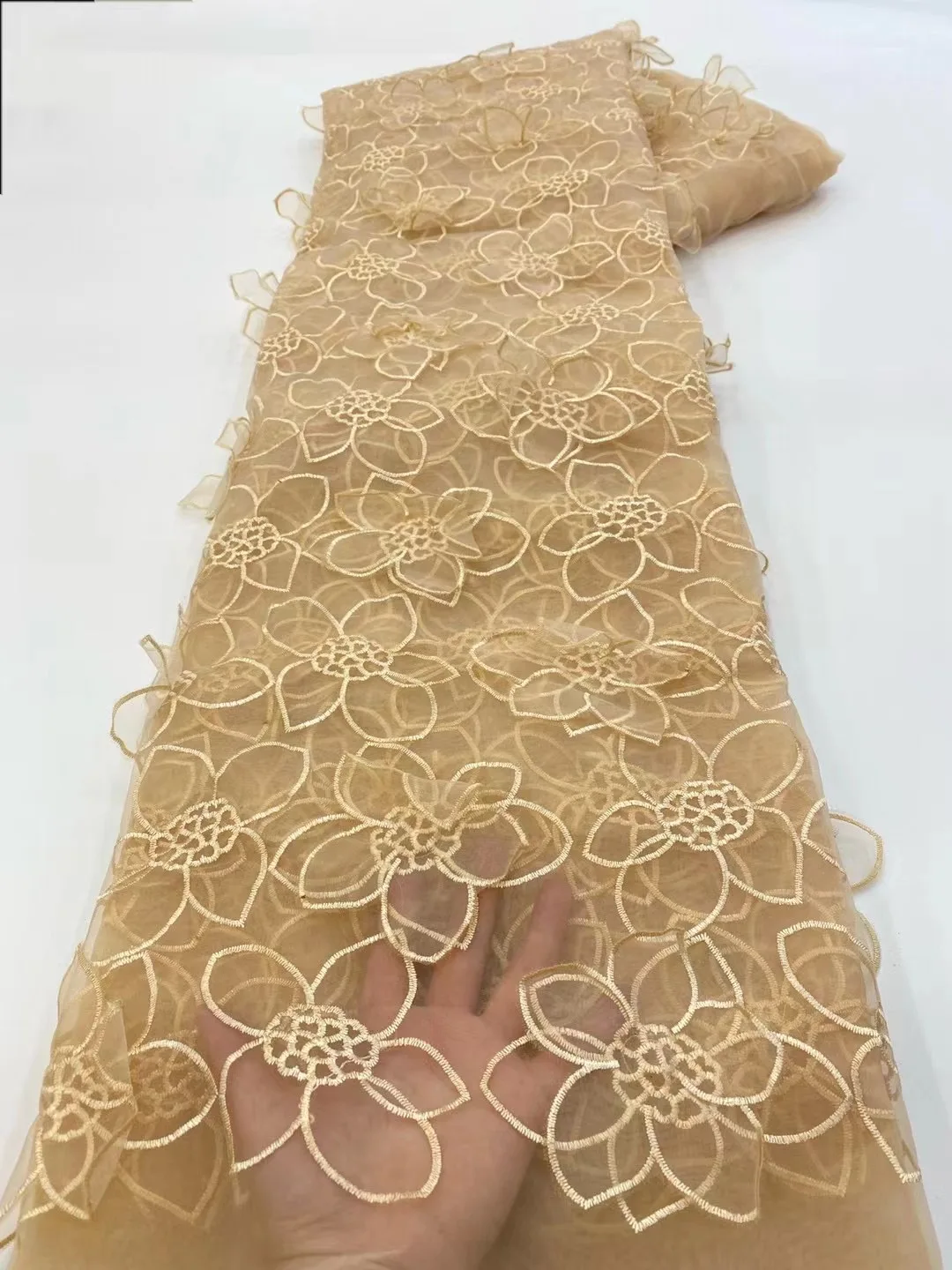 African Lace Fabric 2023 High Quality Embroidery 3d French Tulle Nigerian Lace Fabric 5 Yards for Wedding Party Dress HXZ5798