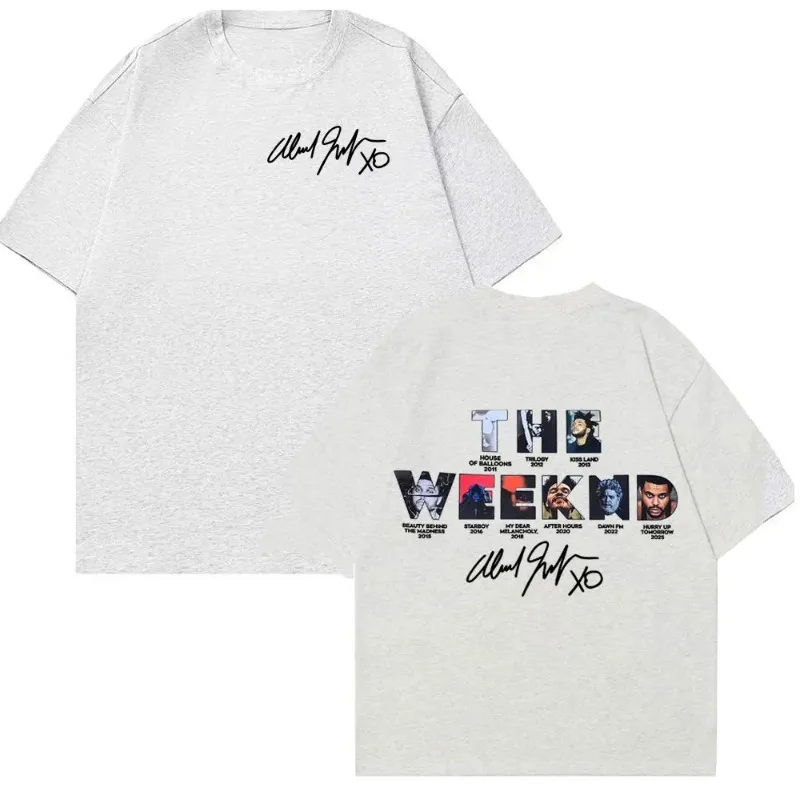 The Weeknd تي شيرت الرجال الملابس شارع العليا أزياء قصيرة الأكمام تي شيرت للجنسين المتضخم تنفس جولة الرقبة النسيج بسيط