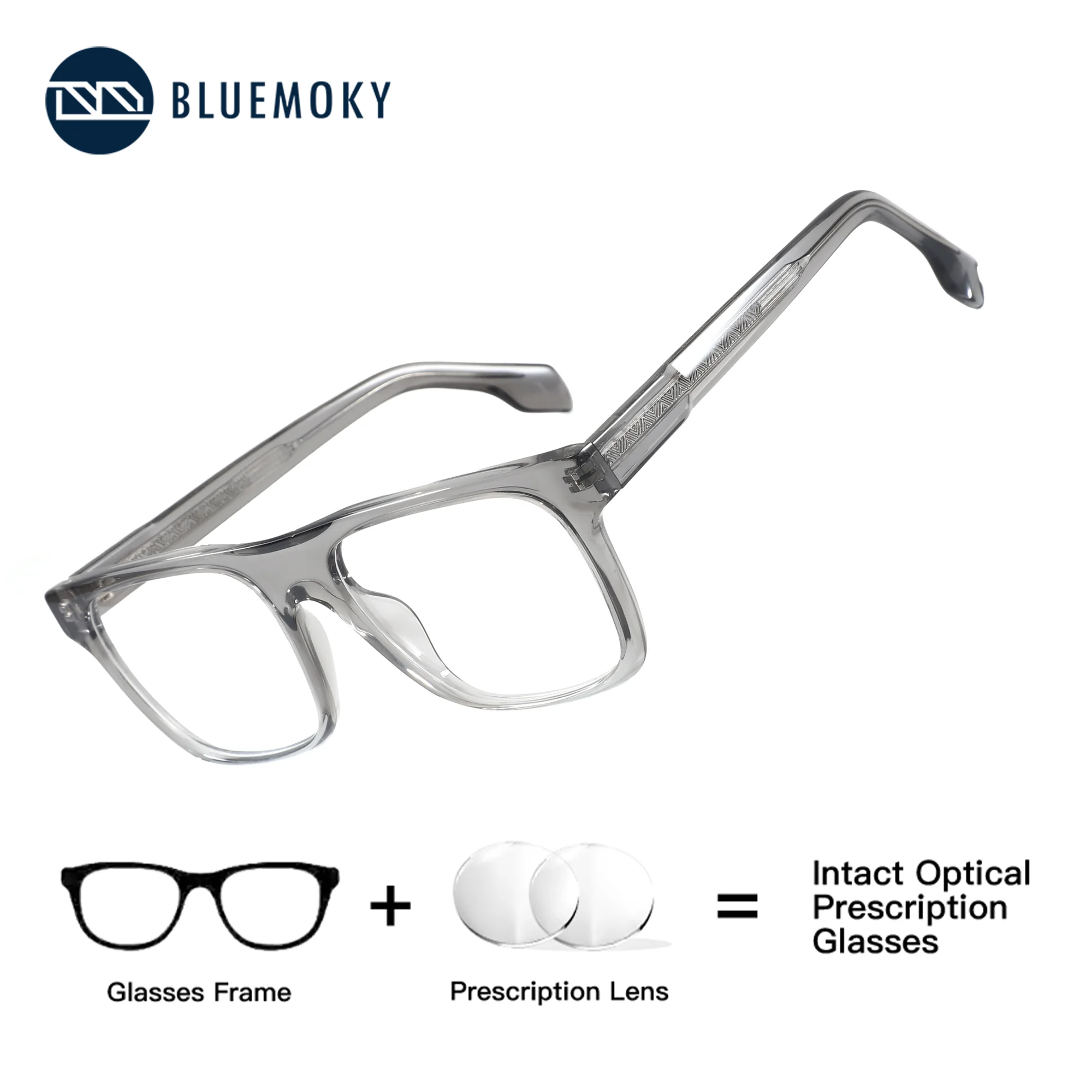 BLUEMOKY M Size Square Prescription Men's Glasses Myopia Photocromaric Anti Blue Light Acetate Progressive Optical Eyeglasses