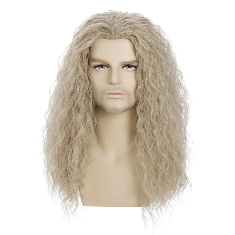 トール シャンパンウィッグ ウェーブのかかった長い髪 男性と女性用 映画のキャラクター ハロウィン マスカレード パーティー 小道具 コスプレ アクセサリー