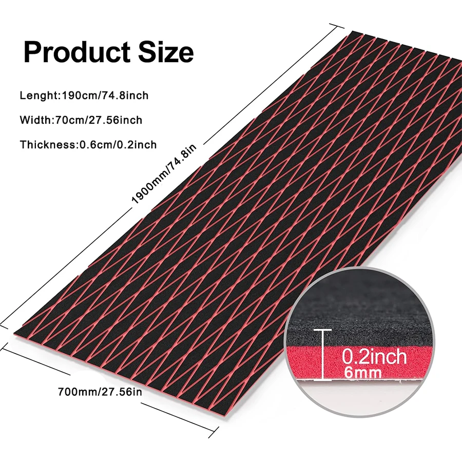 

Напольное покрытие для лодок из ЭВА-пены 1900*700*6 мм, морской коврик с ромбовидным узором, противоскользящие самоклеящиеся листы-накладки для моторных лодок, черный