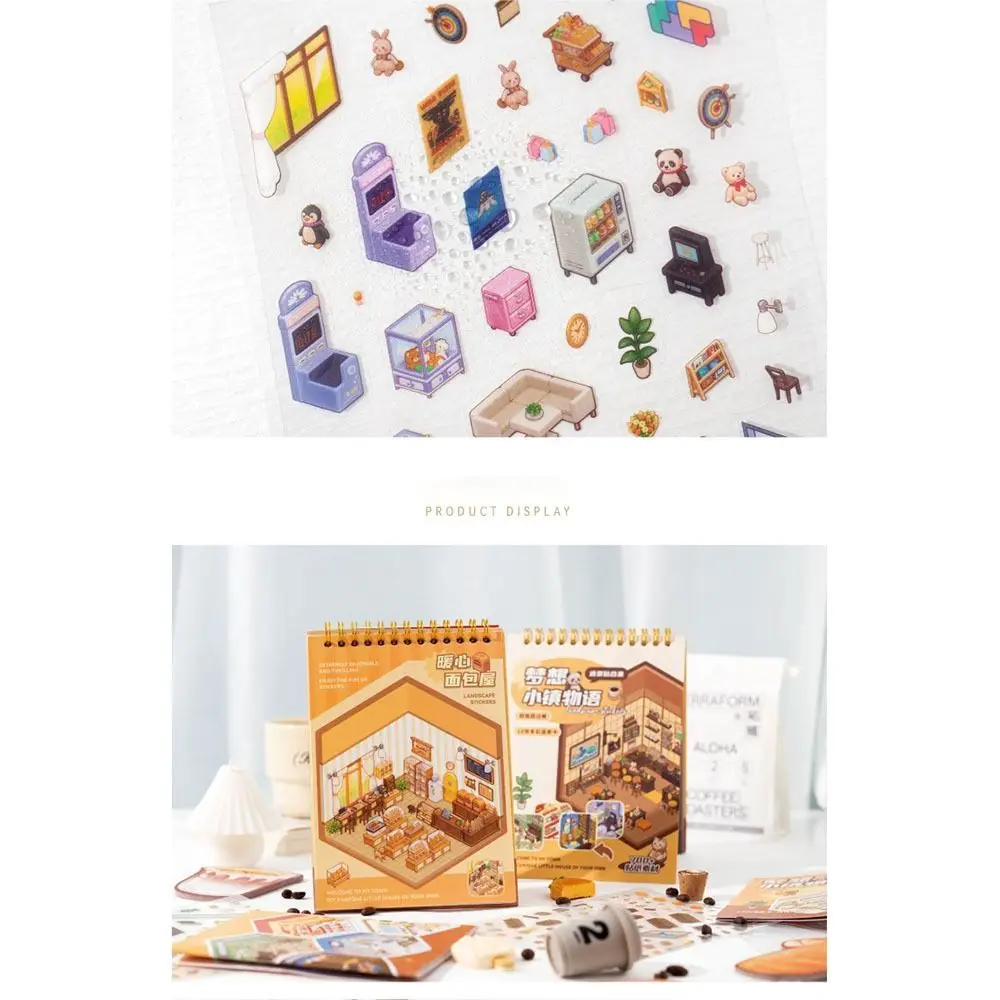 10 pezzi nuovo libro di adesivi paesaggistici 10in1 impilabili visivi fai da te collezione di scene in miniatura adesivi paesaggistici regali per bambini