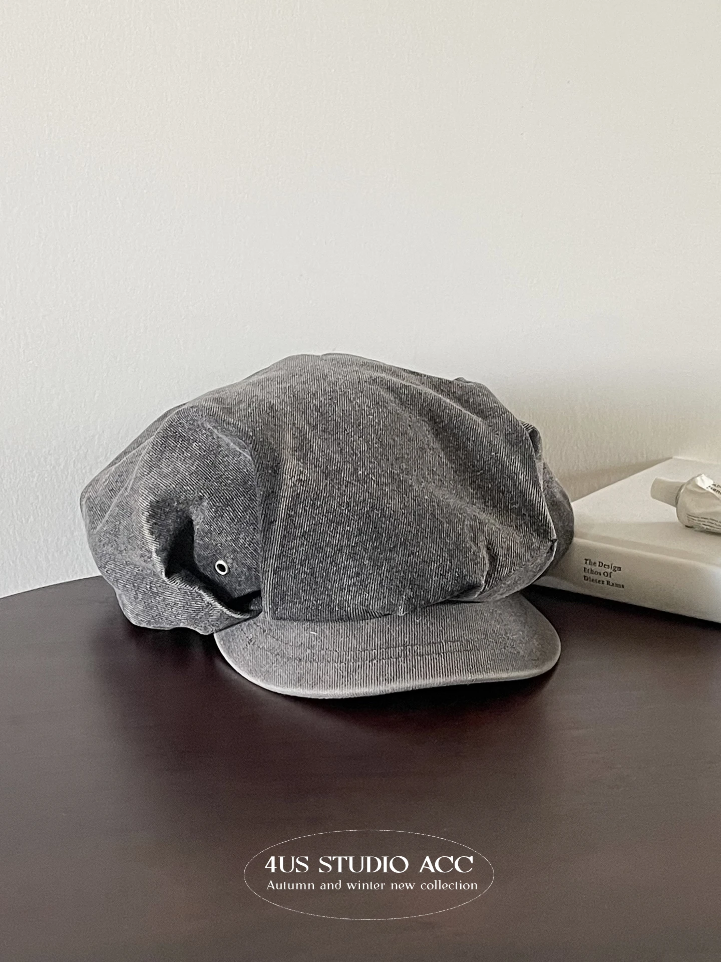 

Vintage Hat Large Head Circumference Washed Beret Newsboy Cap Makes Face Look Smaller