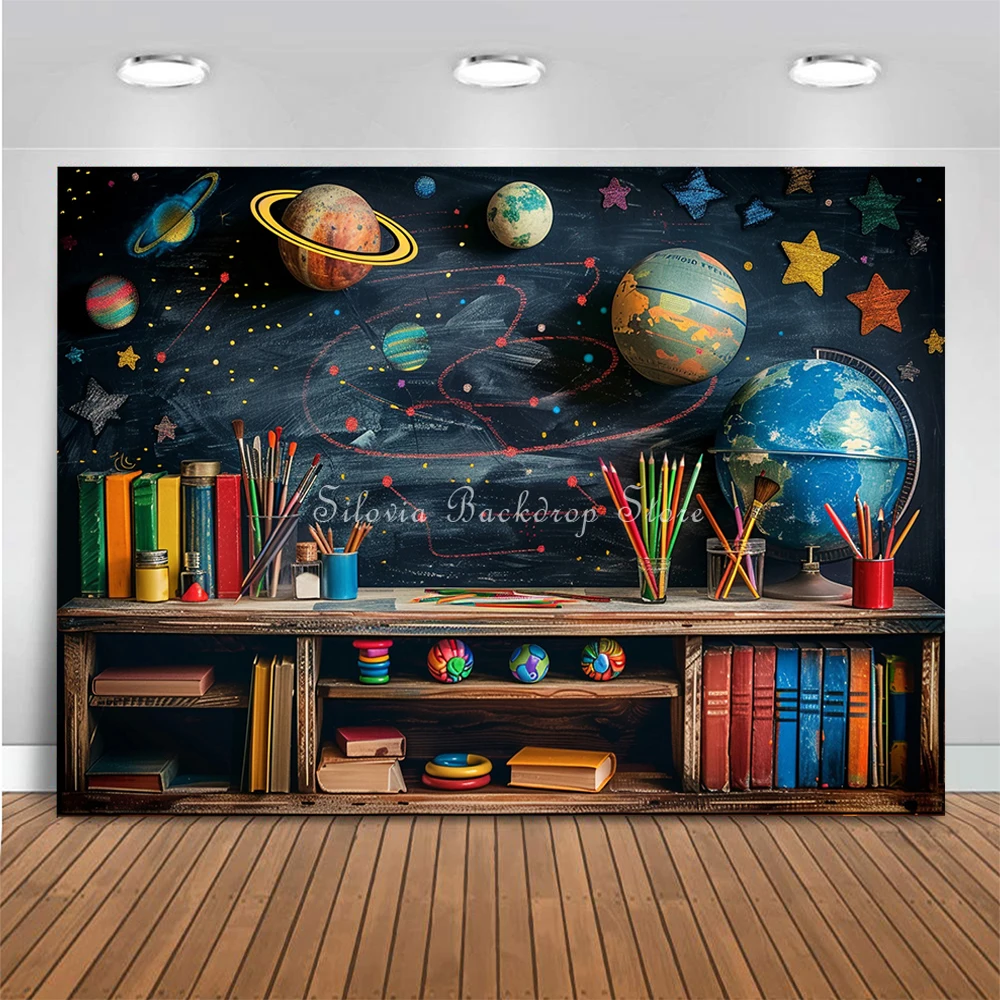 Back To School Photo Background Classroom Of Planets Birthday Cake Smash Photo Studio Props Universe Planet Photography Backdrop