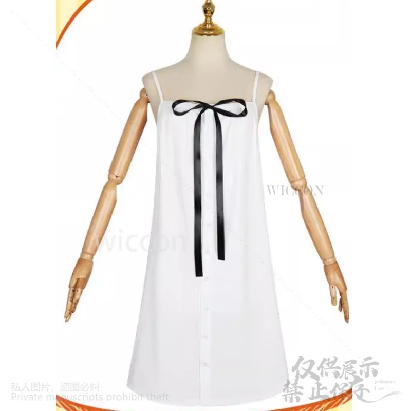 Anime Game The Song Of Saya Japanese Saya Cosplay Costume White Dress Lolita Cos Dark Green Long Wigs Halloween Party Tentacles