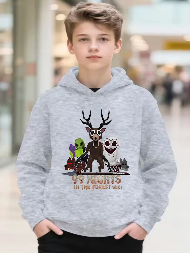 Game 99 Nights in The Forest Clothing Cartoon Deer Girls Boys Hooded Sweatshirt Children New Fashion Tops Girls Casual Outfits