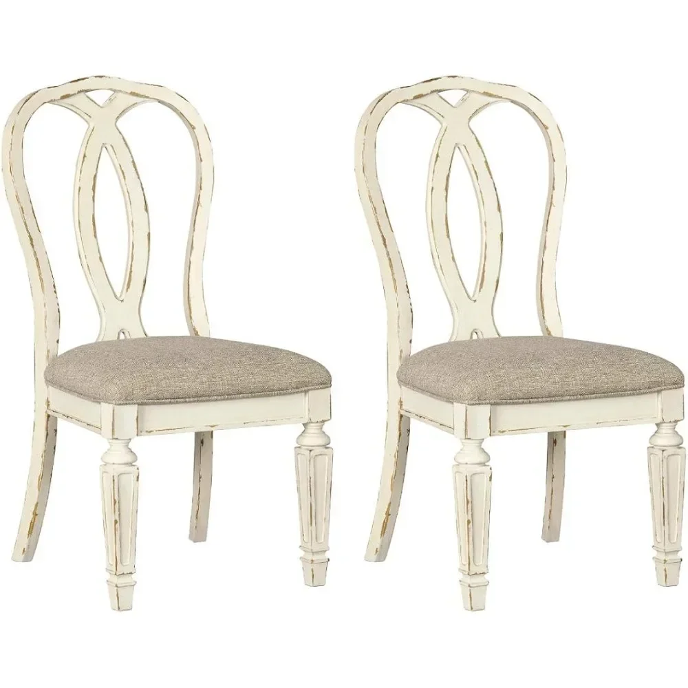 Country Ribbon Back Dining Chair, 2 Count, Chipped White