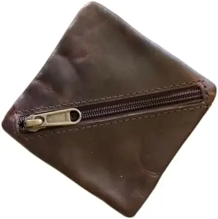 Кожаный мешочек для монет премиум-класса, держатель для мелочи из натуральной кожи на молнии, мини-карманный кошелек для мужчин, органайзер для кошелька ручной работы (родок)