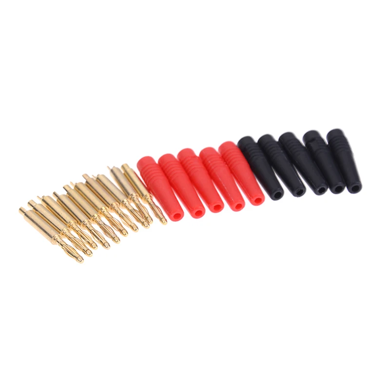 10pcs/lot 2mm Gold Plated Wilding Banana Plug Audio Speaker Amplifier Cable Wire Power Screw Jack Connector Adapter Random Color