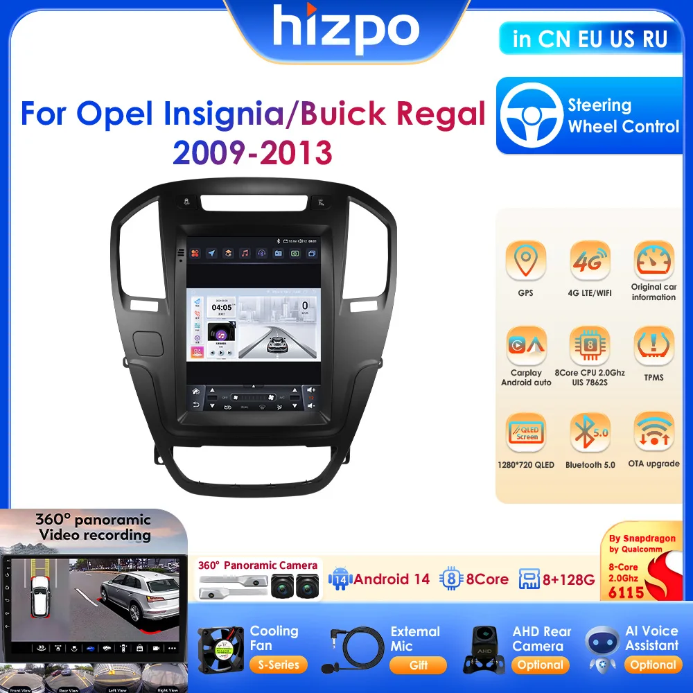 Estéreo Inalámbrico Carplay Android 14 de 9.7 Pulgadas para Opel Insignia Buick Regal 2009-2013, Radio para Auto, Reproductor Multimedia, Android Auto, GPS, RDS