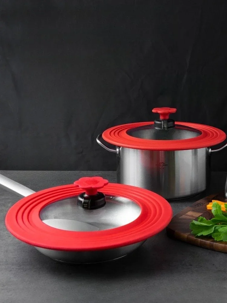 

Pot lid Glass lid 242628cm Silicone lid Household cooking transparent pan