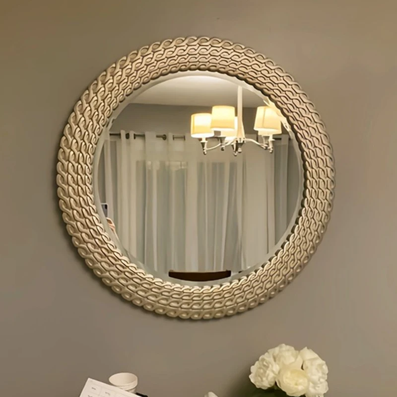 

Makeup Art Mirror Wall Stickers Gold Metal Frame Dressing Table Round Wall Mirror Shower Aesthetic Espejo Redondo Kawaii Room