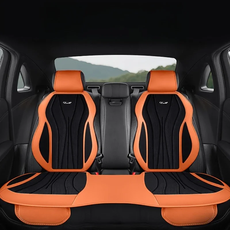 Luxury Suede Leather Car Seat Cover Full Set Non Slip Seat Cushion Car Accessories Interior Universal Car Seat Protective Covers