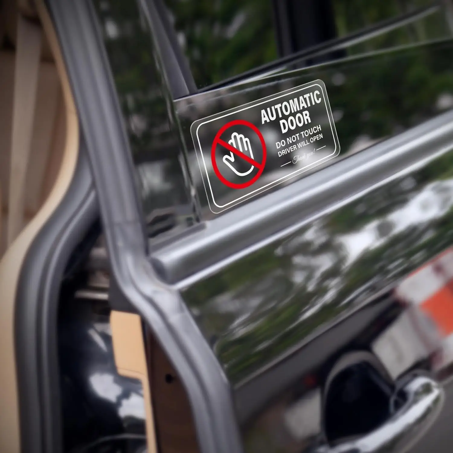 10 قطعة باب السيارة التلقائي ملصق الفينيل لا تلمس سائق سوف يفتح علامة تحذير ذاتية اللصق للإزالة سيارة أجرة الشارات #5