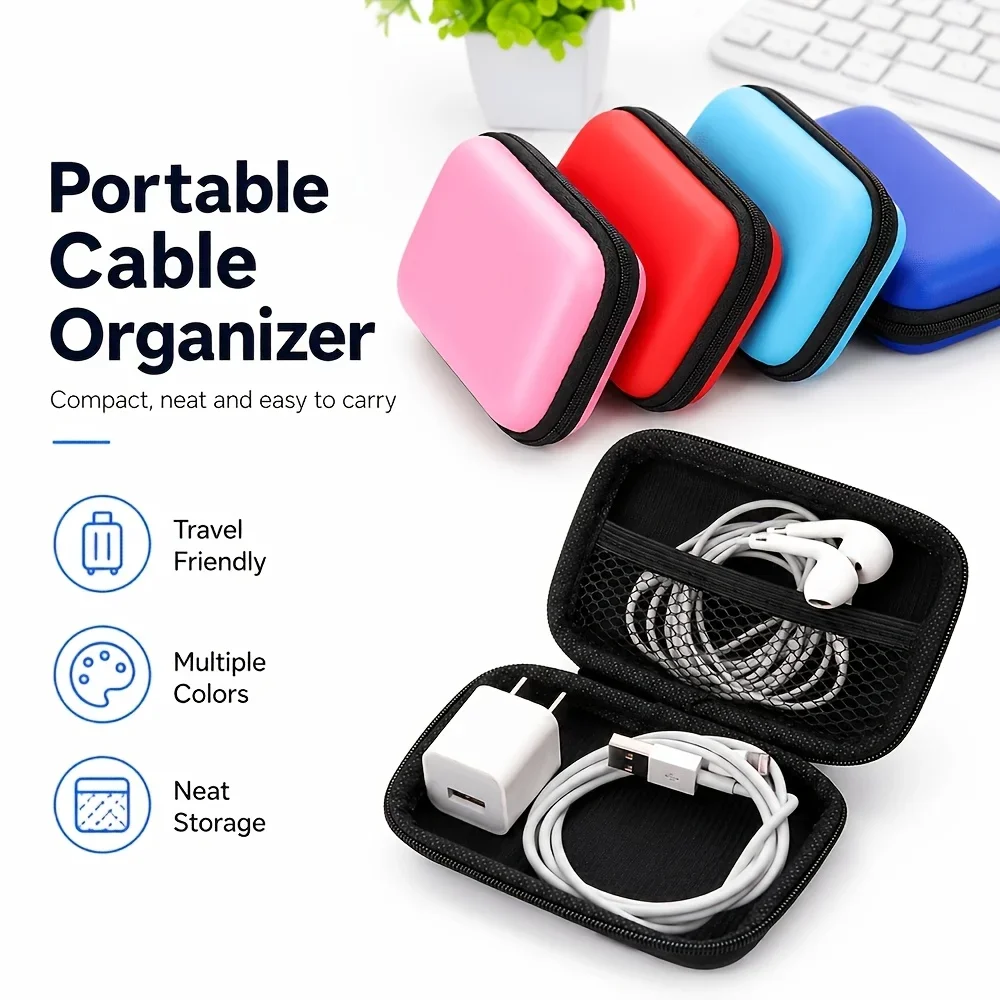 Portable EVA Hard Storage Case, Earphone Organizer Box, Travel Carry Pouch for Earbuds, Chargers and Small Digital Accessories