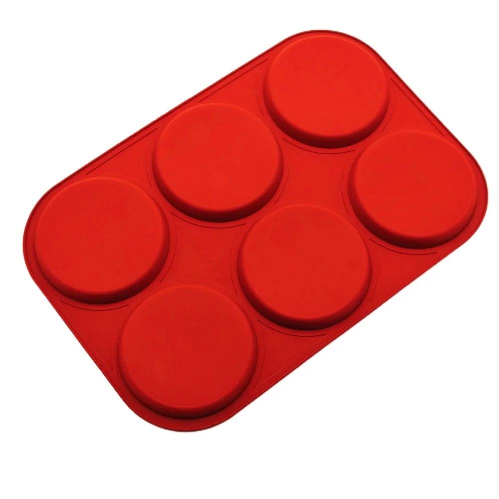 6 Hole Circular Silicone Cake Mold DIY Cake Base Mousse Dessert Jelly Cake Decoration Round Biscuit Pancake Kitchen Baking Tools
