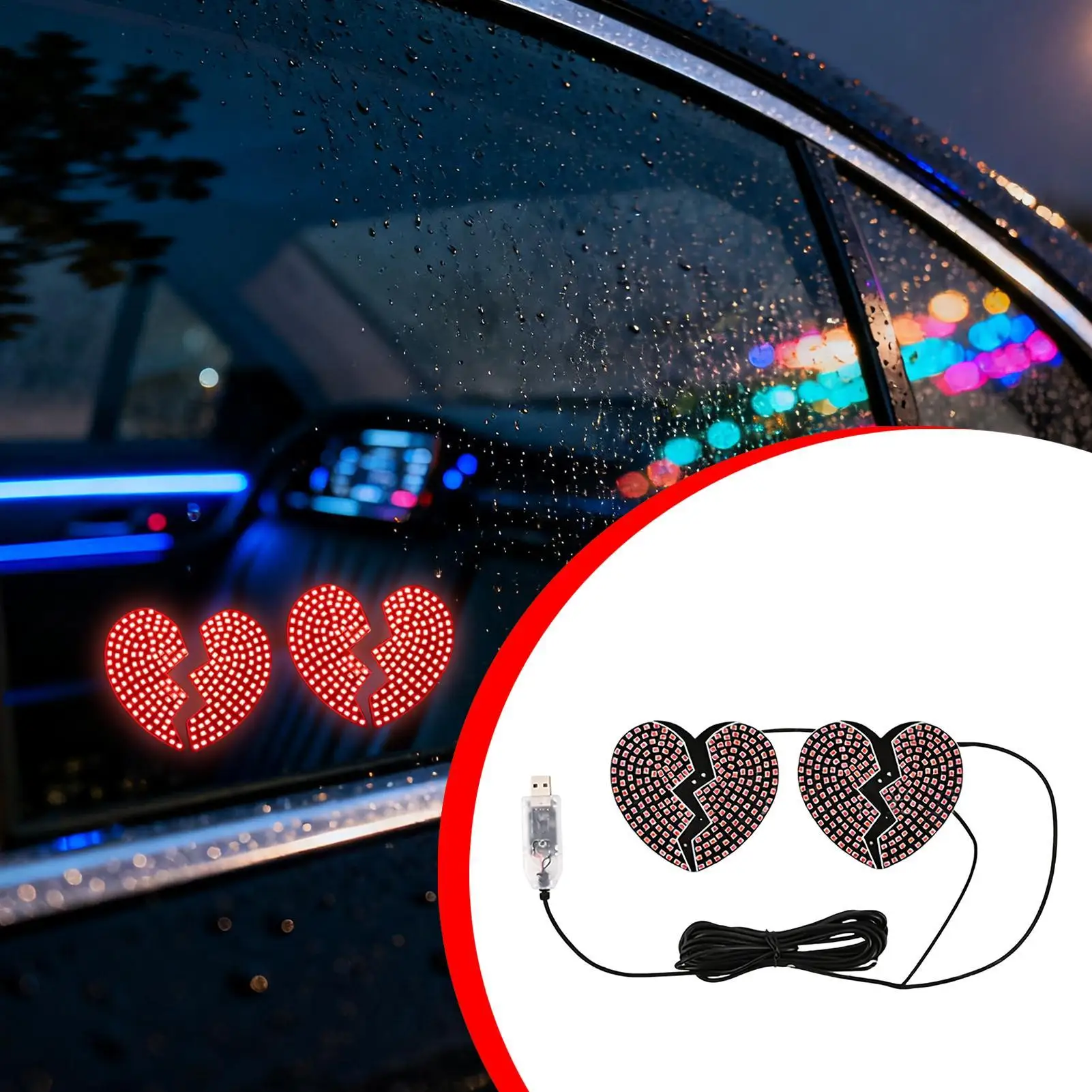 

Car Back Window Light Love Heart Shape Automotive Vehicle Decor Car Interior Atmosphere Lights For SUV RV Sedan Truck Minivan