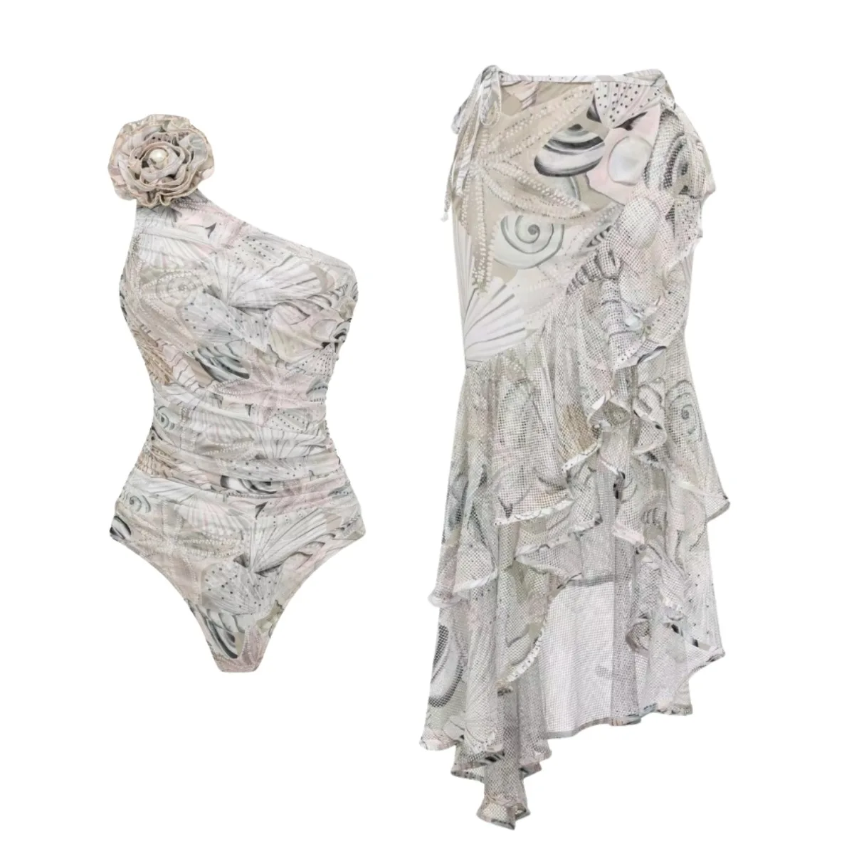 Women's Single Shoulder One-Piece Swimsuit Pure Desire Resort Style New Arrivals Beach Style