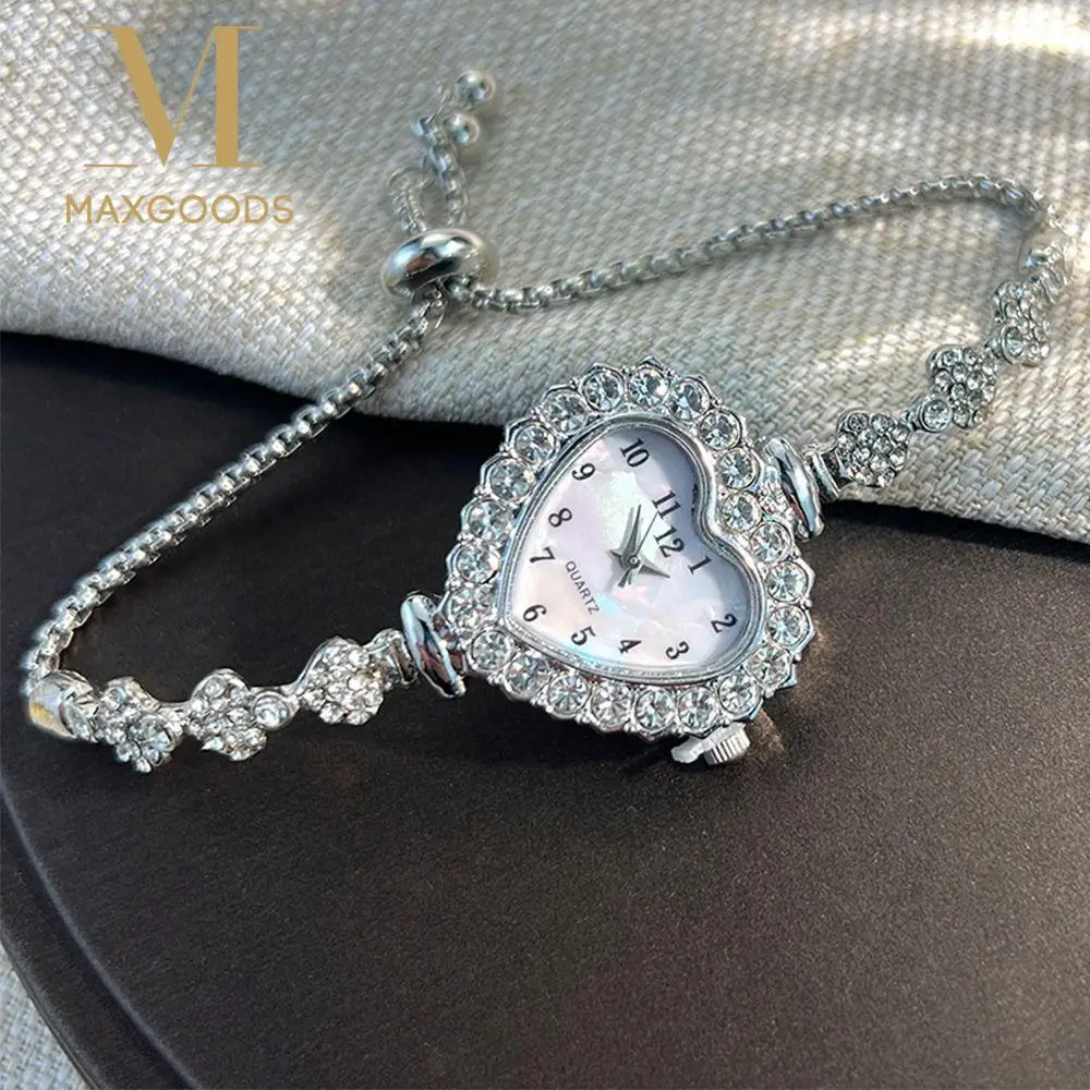 

Кварцевые часы из нержавеющей стали со стразами и бриллиантами, ремешок для часов, женские наручные часы с регулируемым браслетом, украшение на запястье