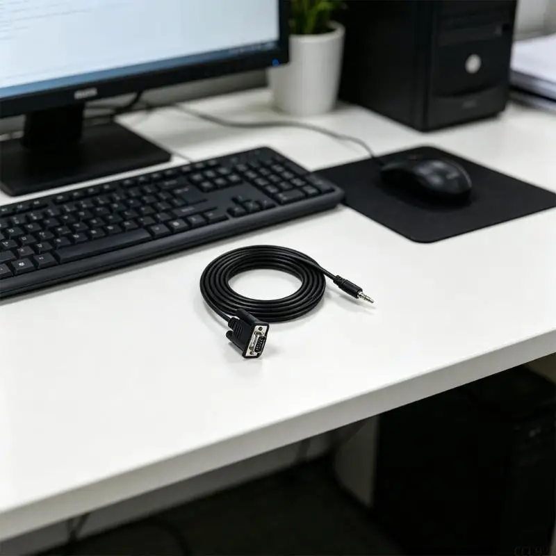 B03F Strong Compatibility DB9 to 3.5Mm Serials Cable Plugs and Play Convenient and Quick to Connecting Device 180Cm