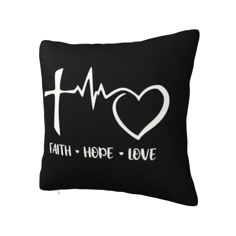 Faith Hope Love Heartbeat Throw Pillow Covers Home Decor Jesus Christ Church God Sofa Cushion Cover Polyester Pillowcase