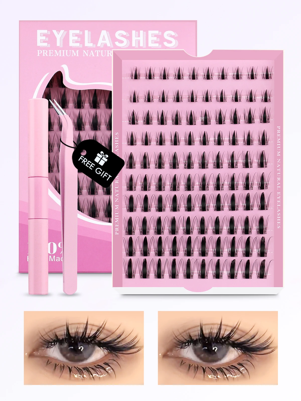 Manga Lashes Kit Natural Volume Cluster Eyelashes
