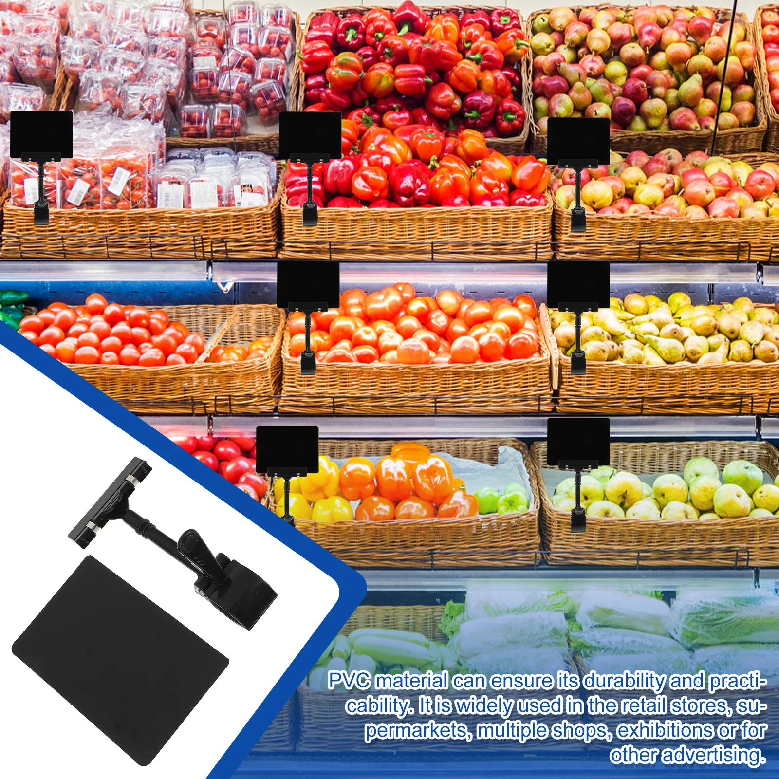 

Supermarket Price Tag Clip Erasable Price Board Holder Multipurpose PVC Practical for Shops Stores Exhibitions