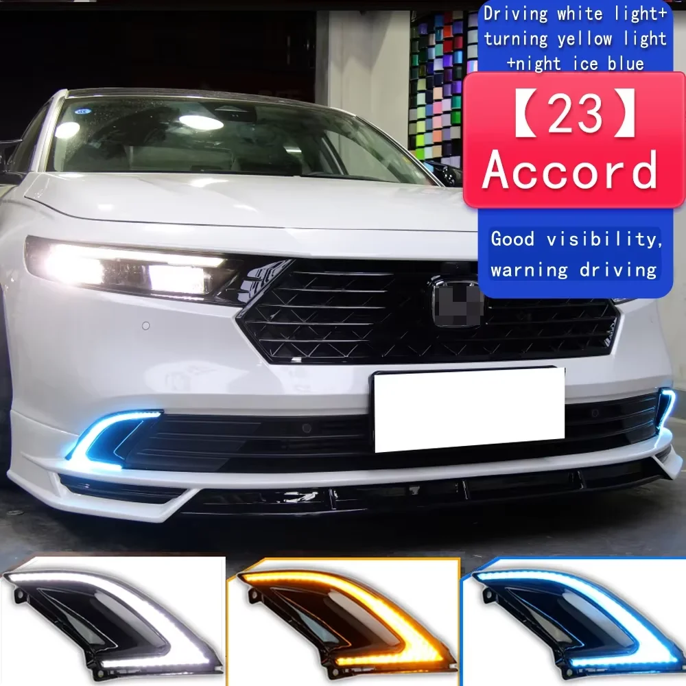 

2PCS LED DRL Fog Lamp for Honda Accord 2023-2024 – Waterproof Bumper Light with Yellow Turn Signal Indicator, High Bright 12V