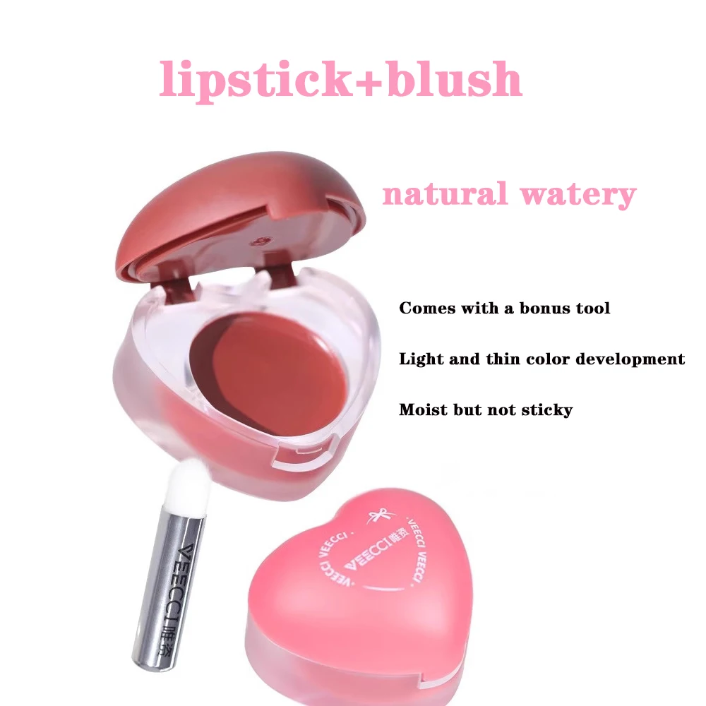VEECCI متعددة الأغراض بلسم الشفاه الخدين الطبيعي المائي ترطيب ترطيب أحمر الخدود أحمر الشفاه ماتي لامع طويل الأمد ماكياج الوجه
