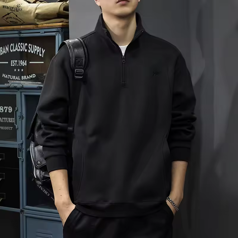 아메리칸 레트로 하프 지퍼 스웨트셔츠 디테일