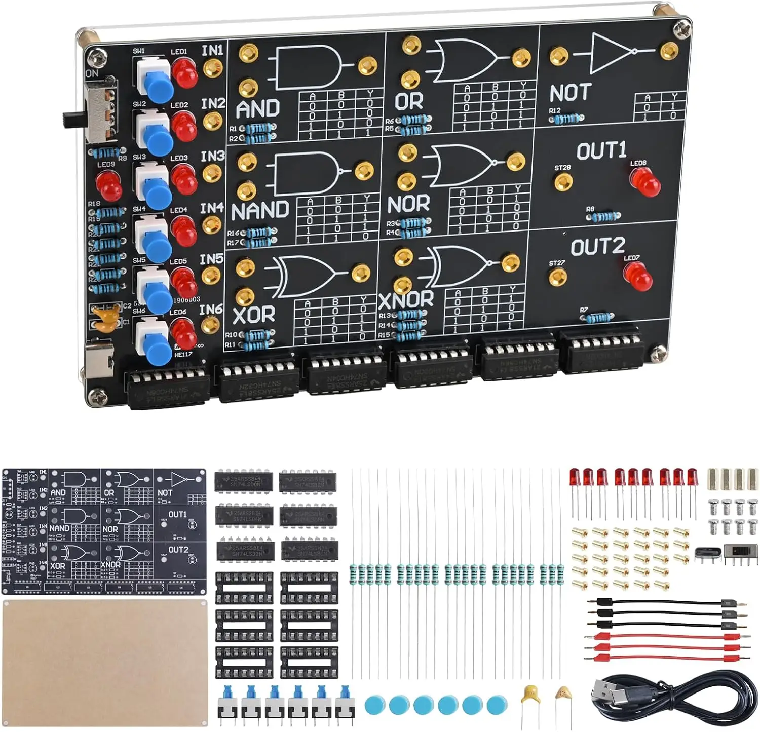 Interactive Logic Gate Learning Kit DIY Soldering Project with LED Simulation Electronics Teaching Tool for School Students STEM