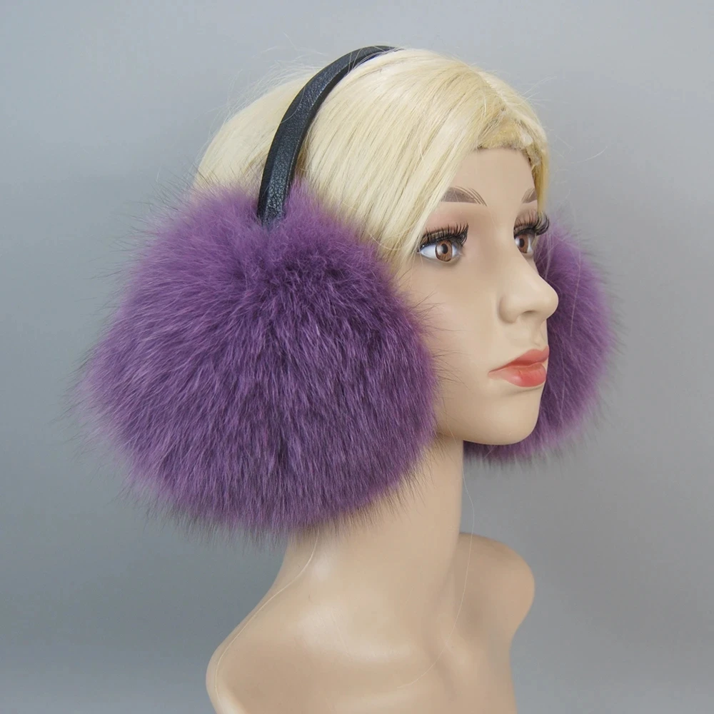 Winter Women Warm Real Fox Fur Earmuffs Girl's Earlap Ultra Large Ladies Plush Earmuff Luxury Ladies Fox Fur Earmuffs