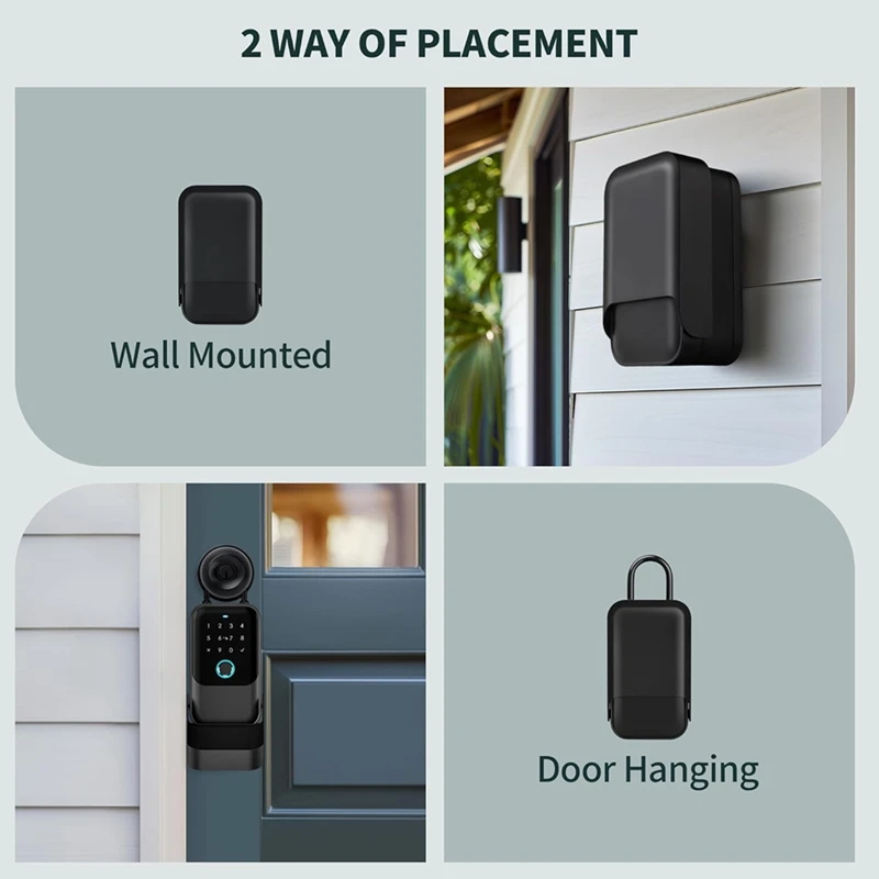 Smartlock Box For House Key With 5 Unlocking Methods Fingerprint,App Control, Access Card, Password,Suitable For Office