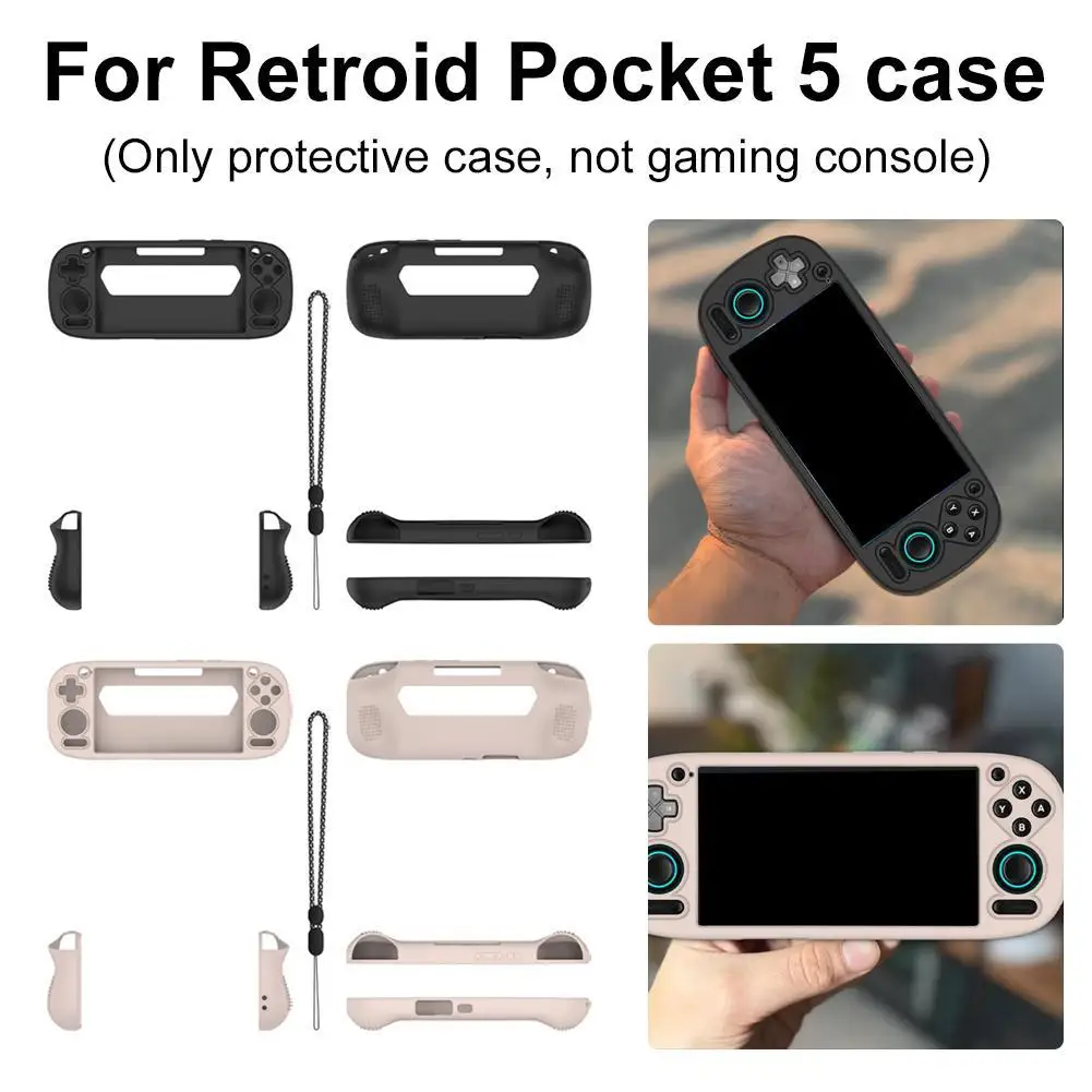 Silicone Protective Case For Retroid Pocket 5 Handheld Console Solid Color Cover Anti-Slip Grip Dustproof Shell For RP5