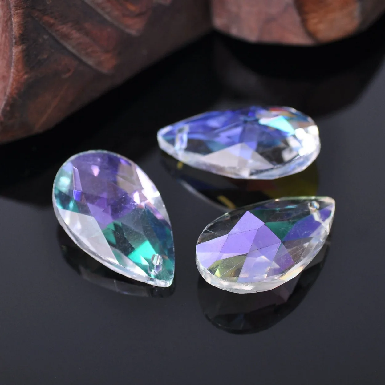 Teardrop 22mm 28mm 38mm Prism Faceted Crystal Glass Loose Crafts Pendant Beads For Jewelry Making DIY Curtain Chandelier