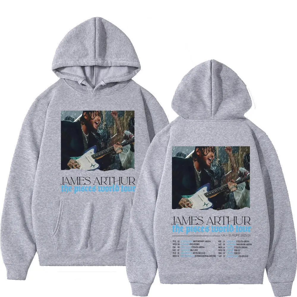 James Arthur The Piscis World Tour 2025 Sudadera con capucha gráfica para hombre, jersey informal de moda de manga larga, ropa deportiva de Hip-hop de alta calidad