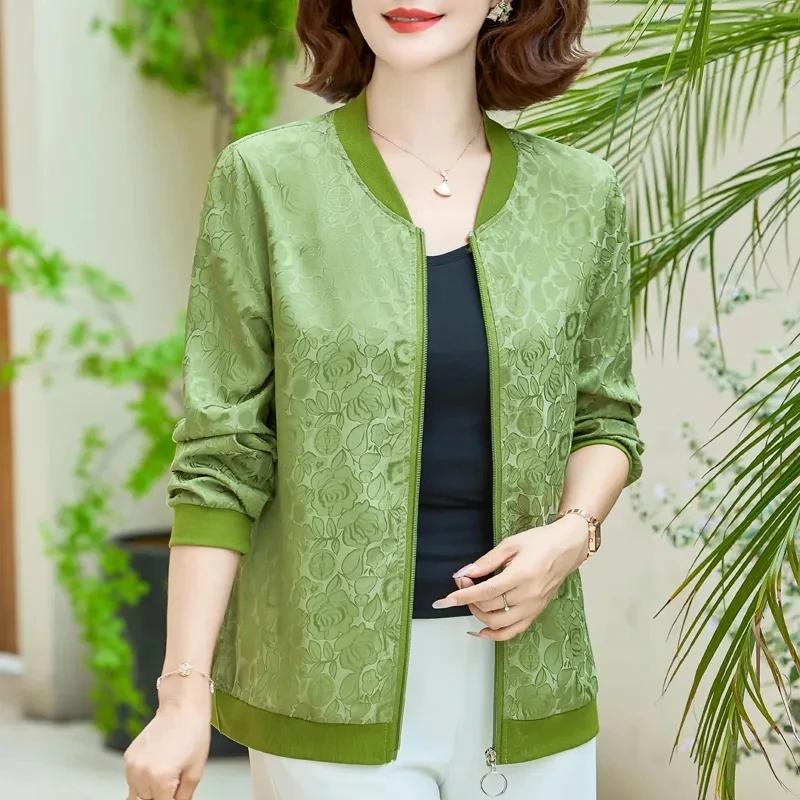 Mom's Sunscreen Coat Ladies Spring/Summer New Fashion Thin Outwear UV Protection Sun-Protective Clothing Jacket Short Tops Women