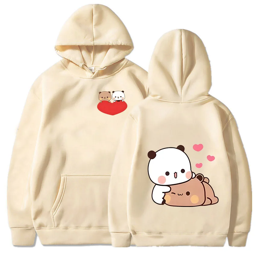 Bubu and Dudu Panda Hoodies Men Aesthetic Graphic Funny Kawaii Bubble Tea Hoodies Unisex Anime Harajuku Vintage Pullovers Sweats