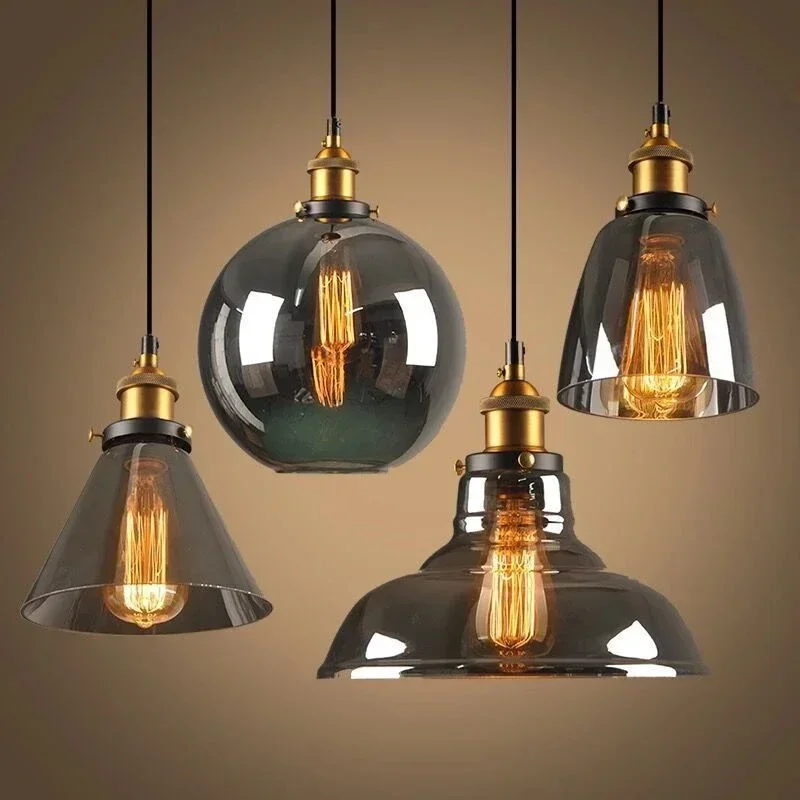 Clear Gray Amber Colour Vintage Pendant Lights Dining Glass Hanging Lamp Russia Loft Luminaire Modern Bedroom Light Fixtures