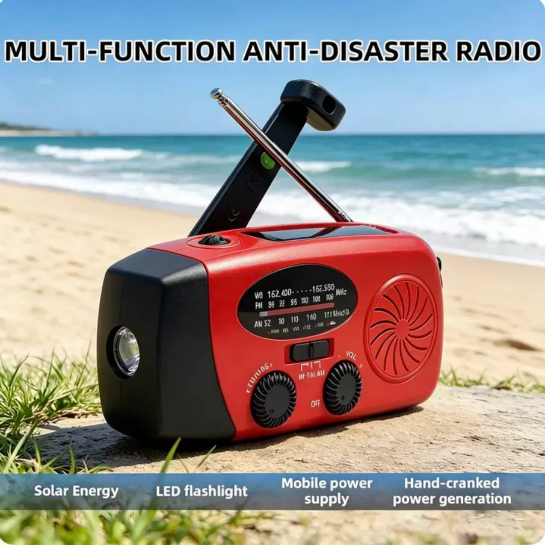 

Emergency Weather Radio Solar Hand Crank AM FM WB LED Flashlight USB Power Bank For Hurricane Camping Home Survival