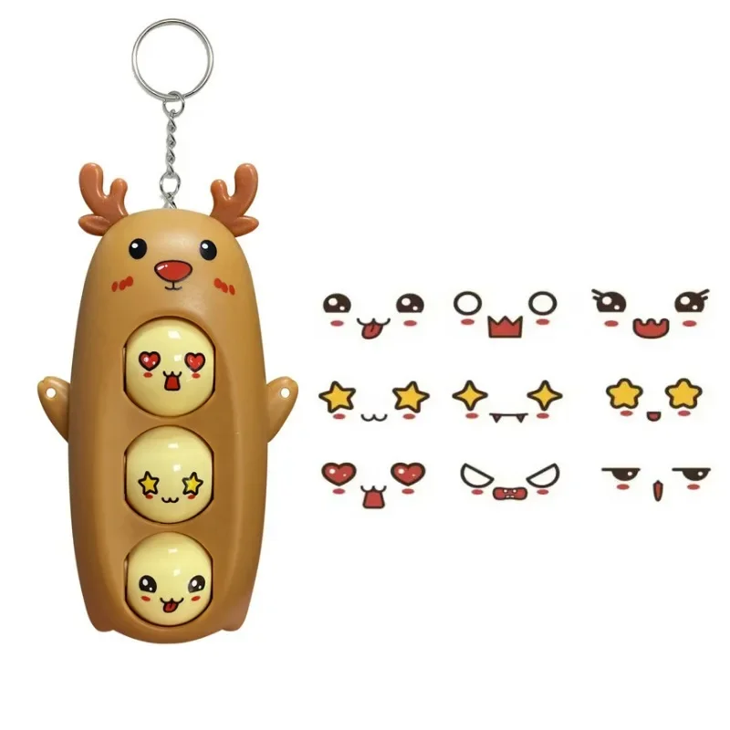 Stress Relief Toy Christmas Elk Face Changing Keychain Novel Decompression Doll Couple Style Decorative Pendant Anti-Anxiety Toy