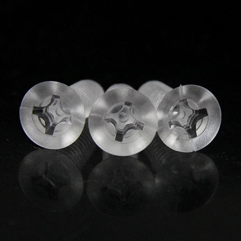 1000PCS Transparent Acrylic Flat Cross Recessed Countersunk Head Machine Screws Clear Screw Fastners M4x6mm to 25MM
