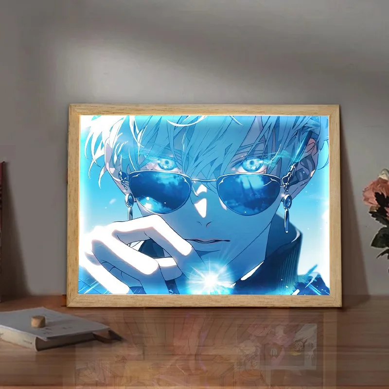 Jujutsu Kaisen LED Light Painting Anime Figure Satoru Gojo Itadori Yuji Portrait Drawing Lamp Room Decoration Poster Draw Light