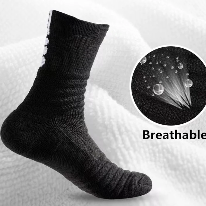 Men\'s Socks Compression Stockings Breathable Basketball Sports Cycling Socks Moisture Wicking High Elastic Tube Sport Sock 1Pair