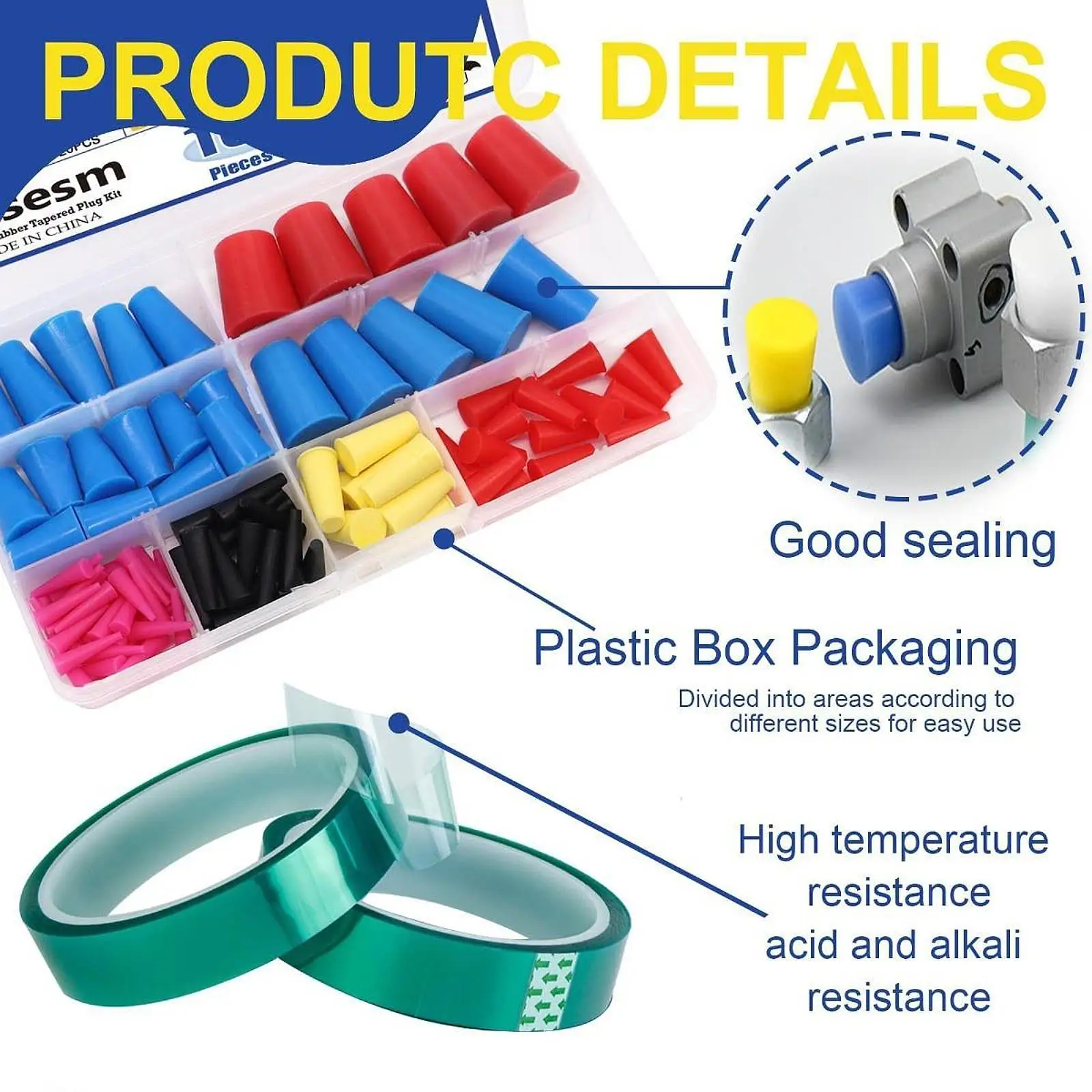 Silicone Tapered Plugs Assorted Sizes Heat Proof Rubber Stoppers Conical Shape for Machinery Hole Protection