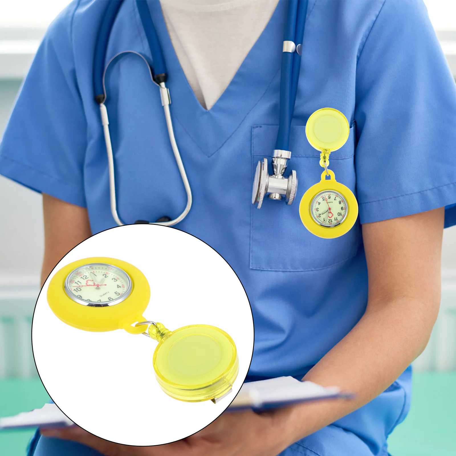 Nurse Table Retractable Watch Luminous Fashionable Nurses Hanging Yellow