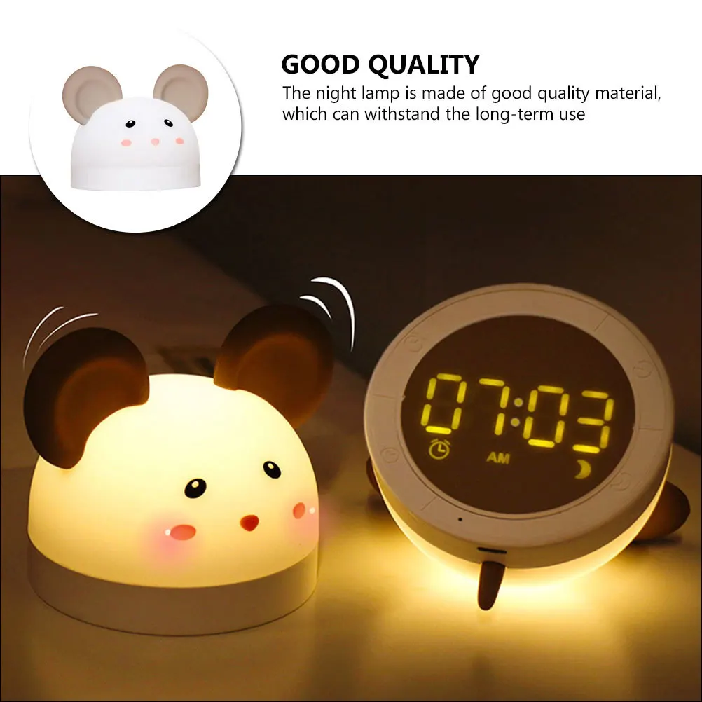 

Cute Digital Clock Night Lamp Alarm Function Mouse Modeling Bedside For Bedroom Home Decor Multifunctional Electronic Light