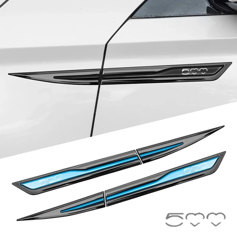 Car Door Fender Blade Badge  3D Metal Sticker Protective for Fiat Abarth 500 500e Side Wing Fender Decals Body Exterior Accessor