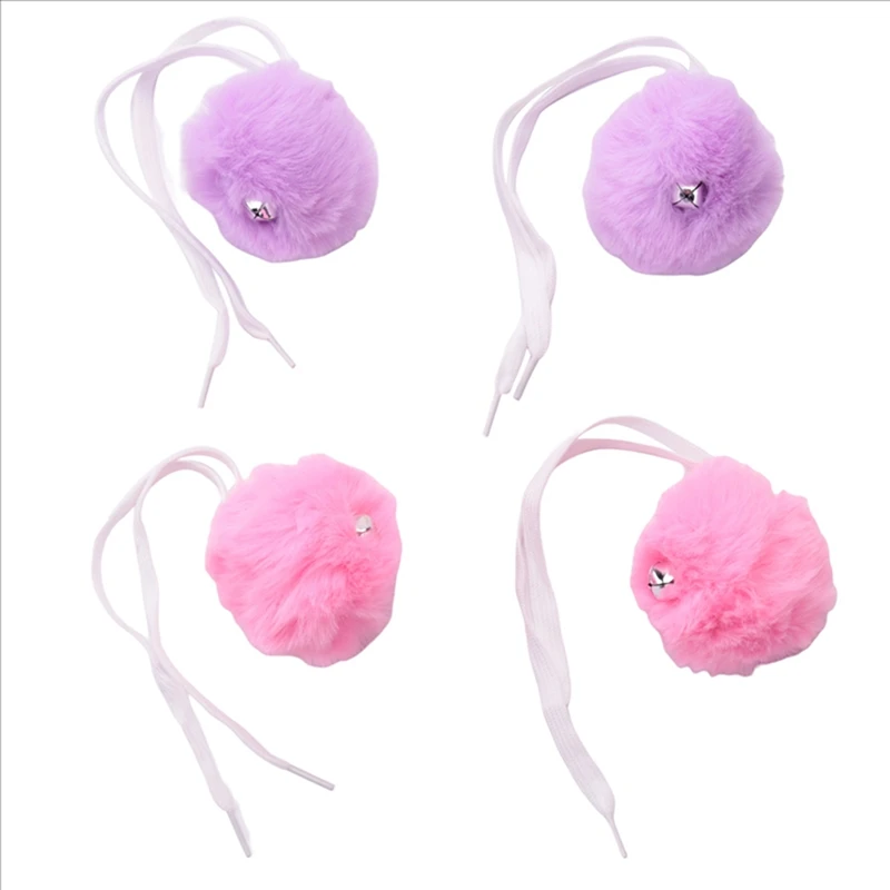 4 Pcs Large Roller Skate Pom Poms Women Girls Princess Tie-On Roller Skate Pom Poms